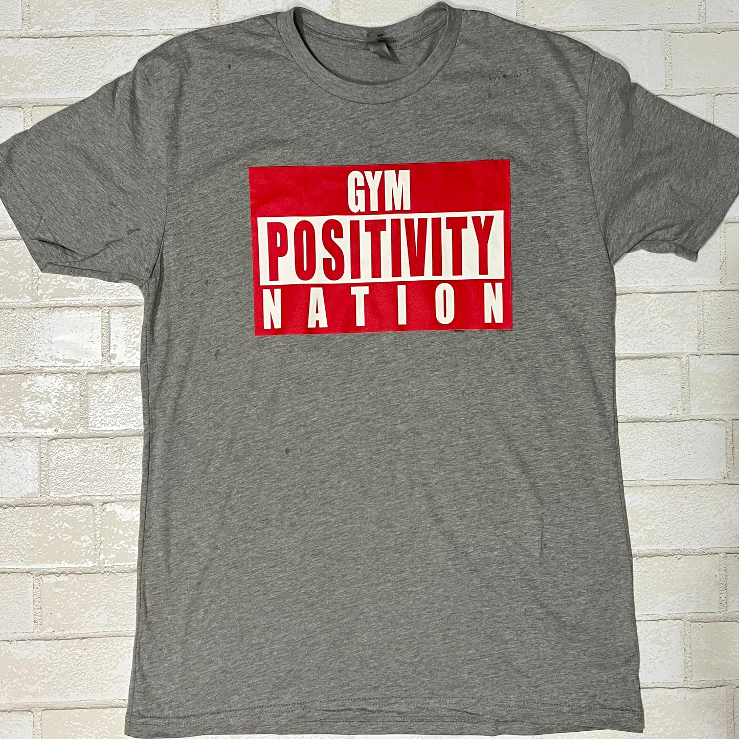 Gym Positivity Nation Logo Shirt - Stone Grey