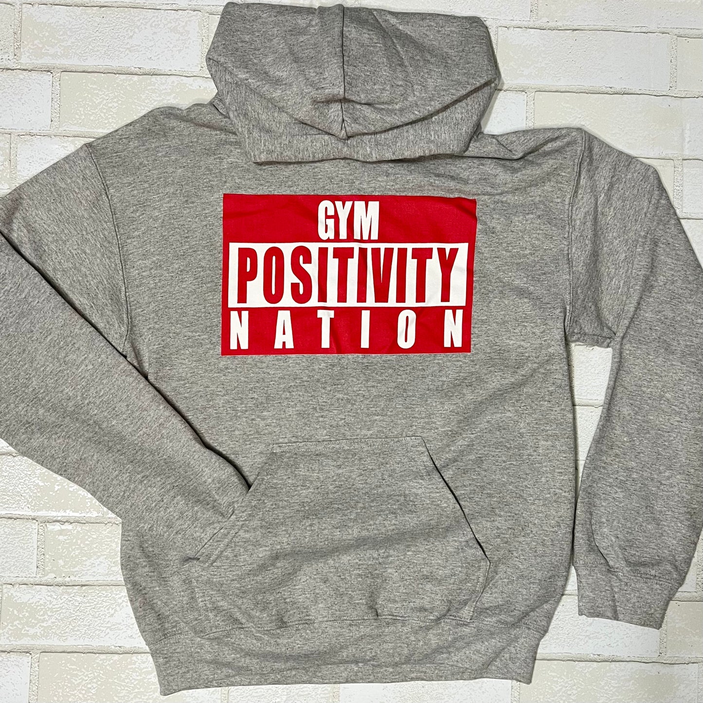 Gym Positivity Nation Logo Hoodie - Stone Grey
