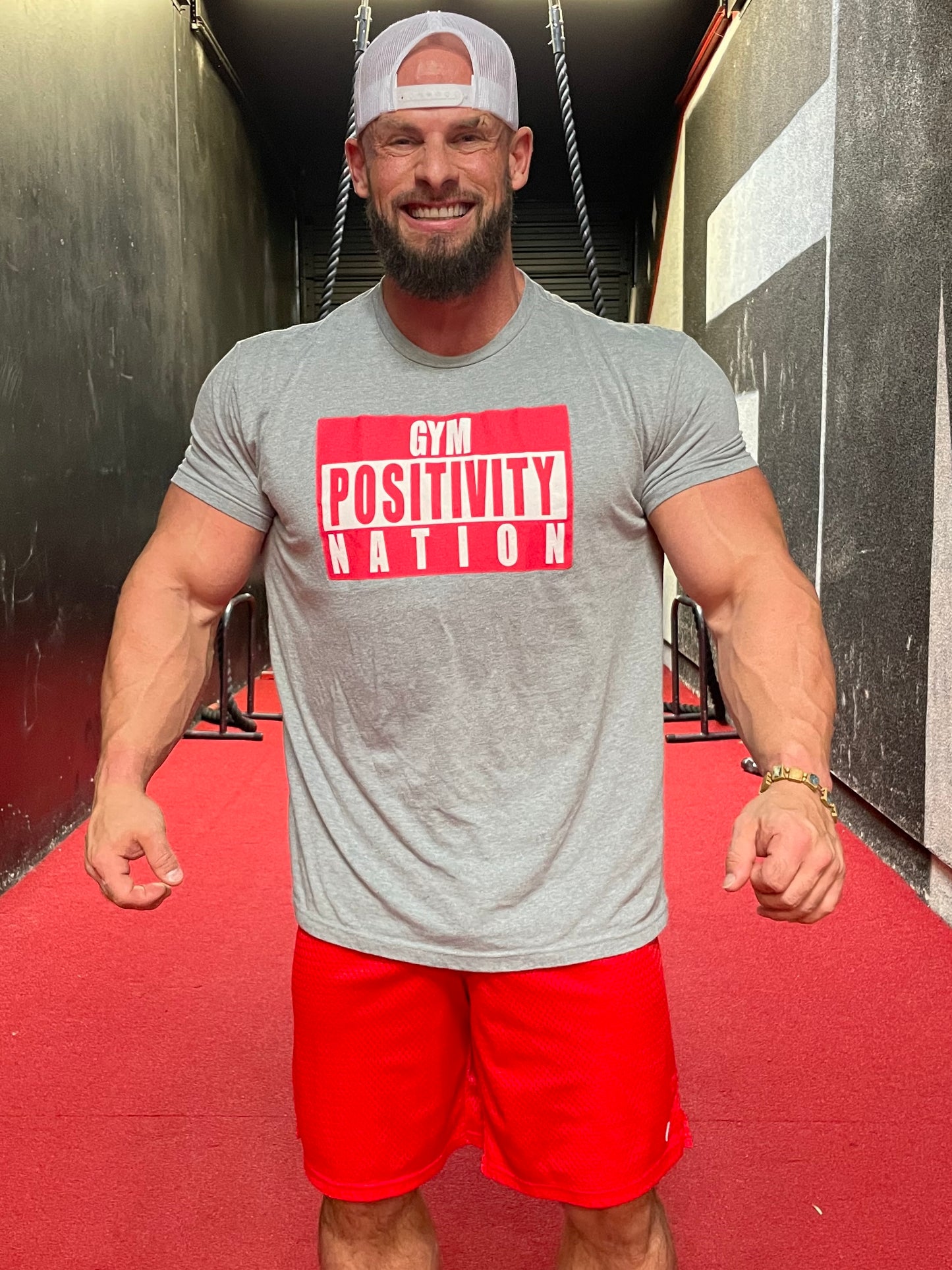 Gym Positivity Nation Logo Shirt - Stone Grey